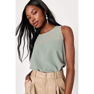 Lulus Sophisticated Image Sage Green Tank Top - Size S